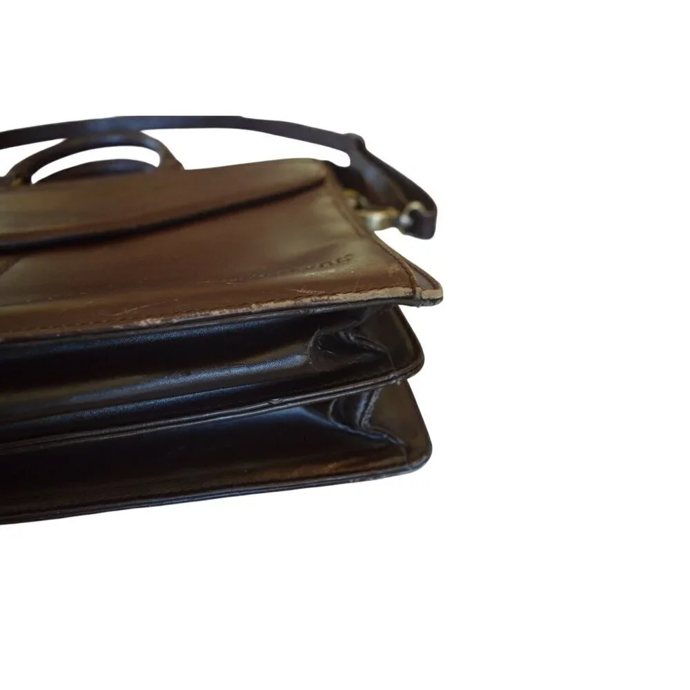 Vintage London Fog Brown Leather Briefcase Crossbody File Bag Document Holder